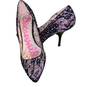 BETSEY JOHNSON BETSEYVILLE Lace Rhinestone Pointed Toe Pumps Heels size 7.5
